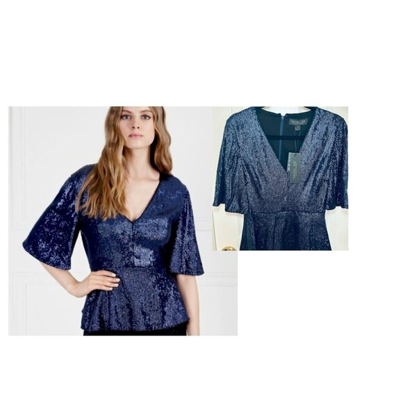 Rachel Zoe Navy Glam Top Size 2 New with Tags Reg. Retail $385.00 - Picture 8 of 14